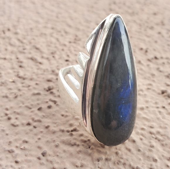 New Men's Iolite Sunstone Silver Statement Ring. - Picture 6 of 16